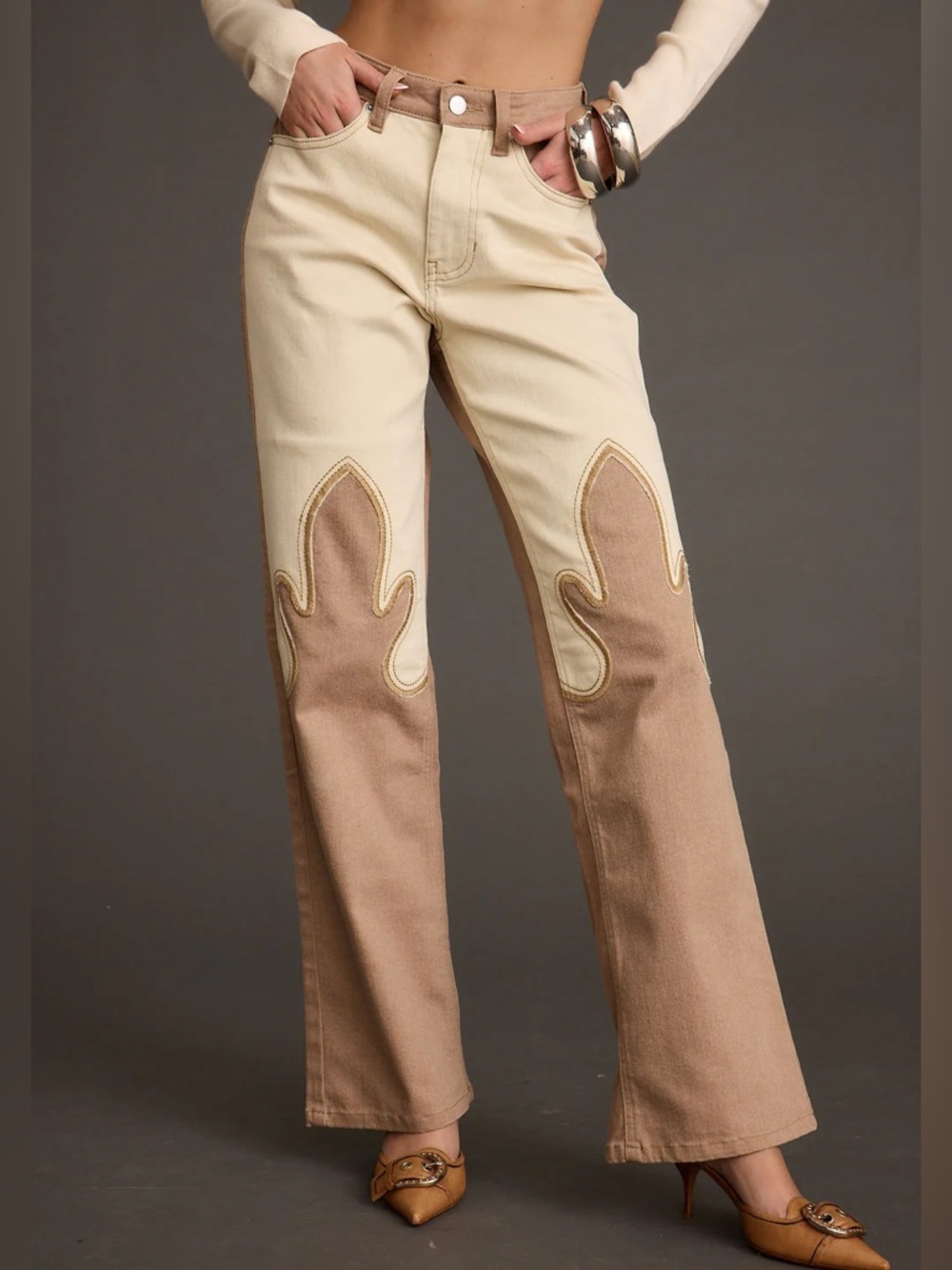 NWT Brown & Cream Women's Jeans
